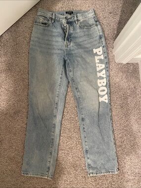 Playboy by Pacsun Women's Light Wash Straight Leg Denim Jeans size 25 inch waist